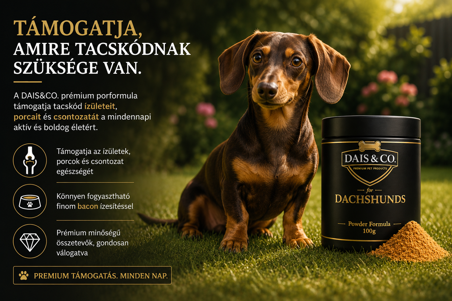 DAIS&CO. - Prémium Ízületvédő Formula Tacskók Számára takarmány kiegészítő